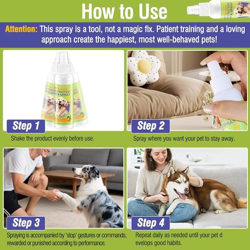 Pet Deterrent Spray - Stops Cat & Dog Peeing, Chewing, Scratching, Natural Citrus & Lemon Formula, Safe, Stain-Free Pee Corrector for Furniture, Shoes Indoor & Outdoor Training (4oz) in Saudi Arabia