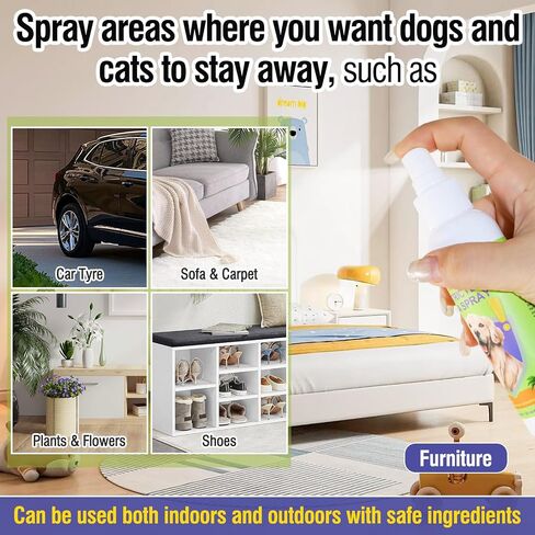 Pet Deterrent Spray - Stops Cat & Dog Peeing, Chewing, Scratching, Natural Citrus & Lemon Formula, Safe, Stain-Free Pee Corrector for Furniture, Shoes Indoor & Outdoor Training (4oz) in Saudi Arabia