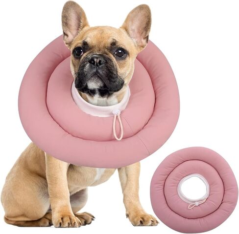 IDOMIK Dog Recovery Collar, Waterproof Soft Dog Cone After Surgery, Comfy Protective Elizabethan Collar Alternative for Dogs Cats, Adjustable Pet Neck Donut Cone Anti-Licking Biting Wounds,Pink,M in Saudi Arabia
