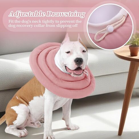 IDOMIK Dog Recovery Collar, Waterproof Soft Dog Cone After Surgery, Comfy Protective Elizabethan Collar Alternative for Dogs Cats, Adjustable Pet Neck Donut Cone Anti-Licking Biting Wounds,Pink,M in Saudi Arabia