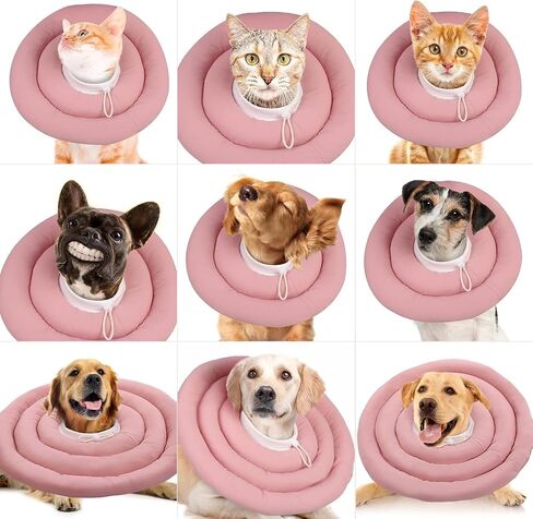 IDOMIK Dog Recovery Collar, Waterproof Soft Dog Cone After Surgery, Comfy Protective Elizabethan Collar Alternative for Dogs Cats, Adjustable Pet Neck Donut Cone Anti-Licking Biting Wounds,Pink,M in Saudi Arabia