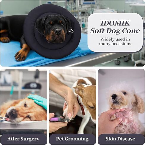 IDOMIK Dog Recovery Collar, Waterproof Soft Dog Cone After Surgery, Comfy Protective Elizabethan Collar Alternative for Dogs Cats, Adjustable Pet Neck Donut Cone Anti-Licking Biting Wounds,Pink,M in Saudi Arabia