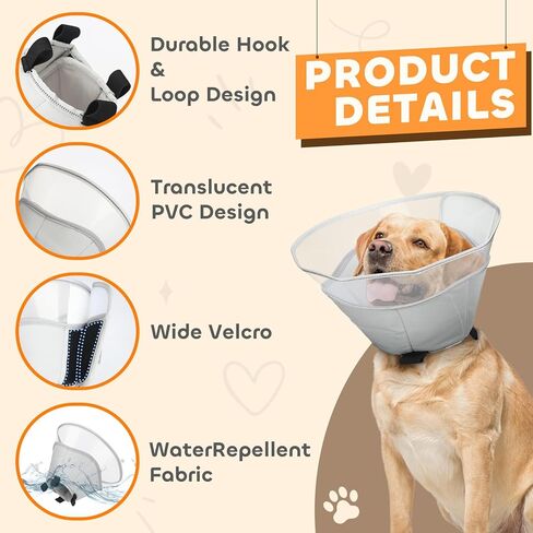 طوق مخروط الكلب الناعم للكلاب الصغيرة المتوسطة الكبيرة ، مخروطات قابلة للتعديل للكلاب للتوقف عن لعق ، طوق الانتعاش بعد الجراحة لمنع لعق البديل في مخروط الكلاب (S (الرقبة: 11.5 "-13.2") in Kuwait