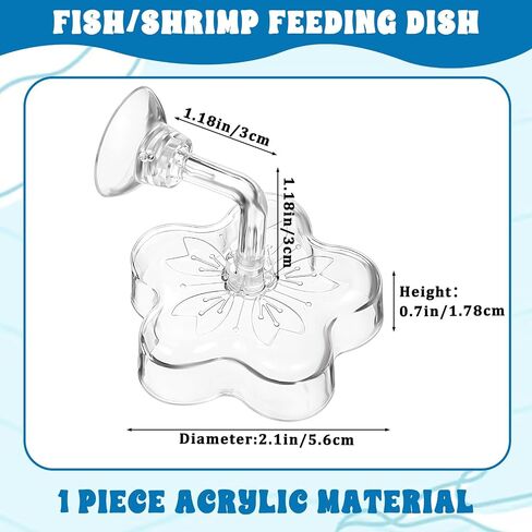 Aquarium Shrimp Feeding Dish, Shrimp/Small Fish Feeders for Aquariums Fish Feeding Dish Clear Fishes Tank Feeder Fishes Food Tray Container with Suction Cup Shrimp Tank Accessories (Sakura Shaped) in Saudi Arabia