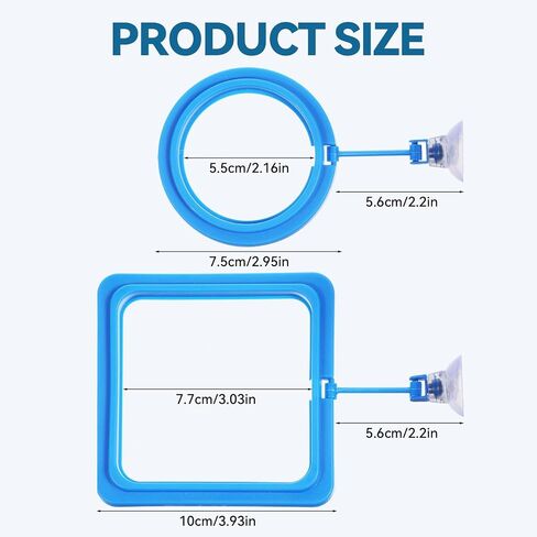 2 PCS حلقة تغذية الأسماك لحوض السمك مع كوب الشفط ، مربع أزرق وشكل مستدير التغذية الغذائية العائمة لبيتا غولفيش السلاحف غوبي in Saudi Arabia