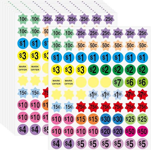 ملصقات بيع مرآب UniClife 22 ، ملصقات أسعار البيع ، 1760 PCS ، ملصقات سعر 3/4 "قابلة للإزالة ، ملصقات تسعير مسبقًا مسبقًا لتجارة التجزئة لأسواق السلع المستعملة والمعارض in Kuwait