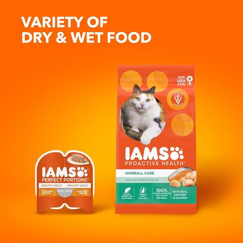 IAMS PTACTICTY HEALLE HEALTH COWNBALL CARE FOOD DRY CAT مع الدجاج وسمك السلمون ، 7 رطل. in Kuwait