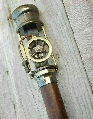 طراز محرك البخار النحاسي العتيق ، قصب المشي Steampunk - 36 "مصمم خشبي عتيقة مصنوعة يدويًا قصب عصا خشبية مصنوعة يدويًا - قصب المشي الصلب قابل للتعديل للرجال والنساء والمسنين in Saudi Arabia