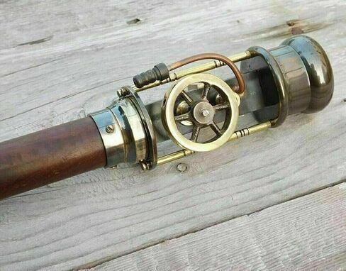 طراز محرك البخار النحاسي العتيق ، قصب المشي Steampunk - 36 "مصمم خشبي عتيقة مصنوعة يدويًا قصب عصا خشبية مصنوعة يدويًا - قصب المشي الصلب قابل للتعديل للرجال والنساء والمسنين in Saudi Arabia