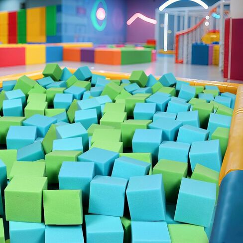 48pcs Foam Cubes 5 "x5" x5 "- مجموعة حفرة الرغوة ، وكتل التراص الناعمة للألعاب الداخلية ، والترامبولين ، والجمباز ، والباركور آند أكشن سبورت (الأخضر والزرقاء الفاتحة) in Kuwait