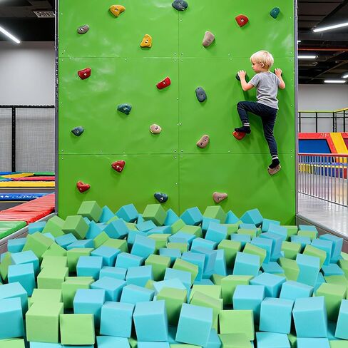 48pcs Foam Cubes 5 "x5" x5 "- مجموعة حفرة الرغوة ، وكتل التراص الناعمة للألعاب الداخلية ، والترامبولين ، والجمباز ، والباركور آند أكشن سبورت (الأخضر والزرقاء الفاتحة) in Kuwait