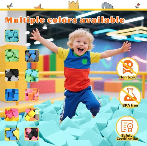 24pcs Foam Cubes 5 "x5" x5 "- مجموعة حفرة الرغوة ، وكتل التراص الناعمة للألعاب الداخلية ، والترامبولين ، والجمباز ، والباركور آند أكشن سبورت (الأخضر والزرقاء الفاتحة) in Kuwait