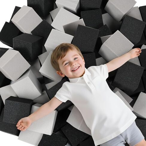 24pcs Foam Cubes 5 "x5" x5 "- مجموعة حفرة الرغوة ، وكتل التراص الناعمة للألعاب الداخلية ، والترامبولين ، والجمباز ، والباركور آند أكشن سبورت (الأخضر والزرقاء الفاتحة) in Kuwait