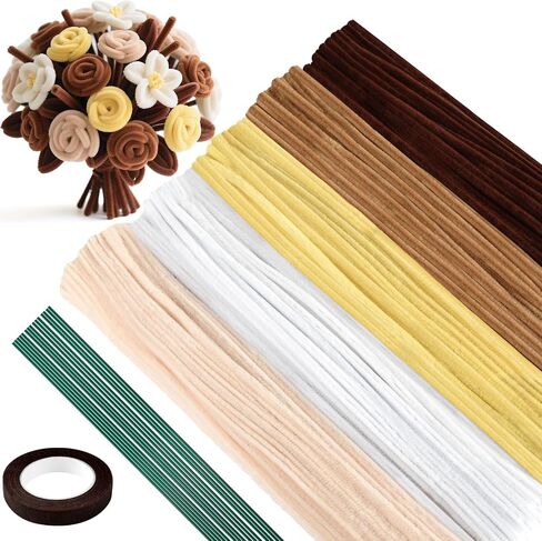 ASTARON 521 Pcs Pipe Cleaners Craft Set, 5 Colors Pipe Cleaners Bulk Pastel Chenille Stems for Craft Pipe Cleaner Flowers Making Kit with Floral Wires, Gardening Tape (Red Pink Series) in Saudi Arabia