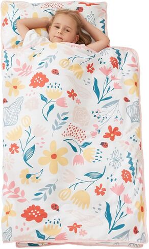 softan Toddler Nap Mat with Pillow and Blanket, Extra Large Rolled Napping Mats,Slumber Bags for Boys Girls,Easy to Roll up,Kids Sleeping Bag for Daycare, Preschool Travel Camping in Saudi Arabia
