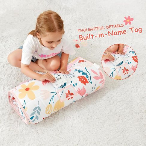 softan Toddler Nap Mat with Pillow and Blanket, Extra Large Rolled Napping Mats,Slumber Bags for Boys Girls,Easy to Roll up,Kids Sleeping Bag for Daycare, Preschool Travel Camping in Saudi Arabia