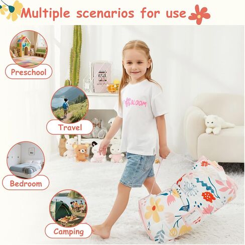 softan Toddler Nap Mat with Pillow and Blanket, Extra Large Rolled Napping Mats,Slumber Bags for Boys Girls,Easy to Roll up,Kids Sleeping Bag for Daycare, Preschool Travel Camping in Saudi Arabia