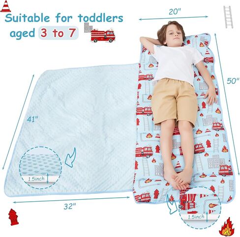 حصيرة قيلولة Softan Toddler مع وسادة وبطانية ، حصيرة قشور كبيرة متداخلة ، أكياس نوم للفتيان ، من السهل لفها ، حقيبة نوم للأطفال للرعاية النهارية ، مرحلة ما قبل المدرسة. in Kuwait