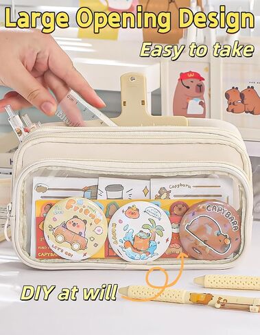 علبة قلم رصاص قابلة للتكديس متعددة الطبقات - منظم عرض DIY ins على الأقلام/الأقلام/المقتنيات الصغيرة ، وملحقات الإمداد الجمالي وحقيبة ITA الرائعة (الأزرق) in Kuwait