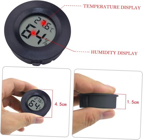 4Pc Digital Humidity and Temperature Gauge Embedded Acrylic Hygrometer for Reptile Pets Compact Humidity Monitor for Home Use Black in Saudi Arabia