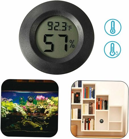 4Pc Digital Humidity and Temperature Gauge Embedded Acrylic Hygrometer for Reptile Pets Compact Humidity Monitor for Home Use Black in Saudi Arabia