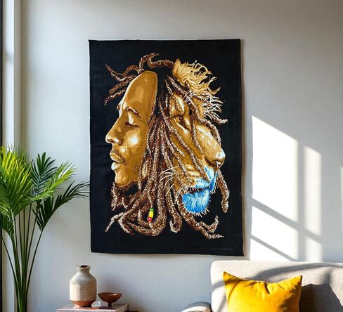 Bob Marley Wall Hanging Tapestry Trippy Weed Poster Bedroom Room Decor Stoner Tapestries Rasta Stoners Aesthetic Tapastry Hippie Sublime Decorations Posters For Jamaican Party 30X40 Inches (Red One in Saudi Arabia
