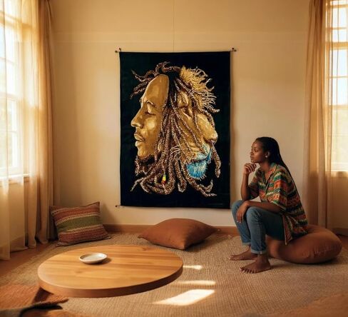 Bob Marley Wall Hanging Tapestry Trippy Weed Poster Bedroom Room Decor Stoner Tapestries Rasta Stoners Aesthetic Tapastry Hippie Sublime Decorations Posters For Jamaican Party 30X40 Inches (Red One in Saudi Arabia