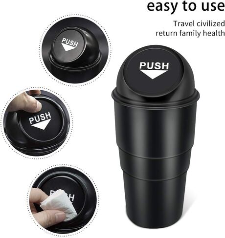 Car Garbage Can with Lid, Leakproof Vehicle Automotive Cup Holder Car Trash Can, Small Trash Bin for Automotive Office Home Kitchen (Blue, 1) in Saudi Arabia