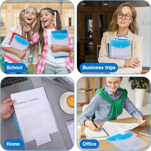 18 Pcs Binder Pocket Organizer Folders, Expandable Folders Plastic Envelopes Binder Folders with 11 Holes for 2/3/4 Ring Binder, Document Pouch with Snap Button and Label for School Office Home in Kuwait