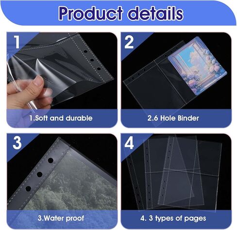 A5 Binder Pockets, 30 Pcs 6 Holes A5 Binder Card Sleeves Waterproof PVC Binders Inserts Zipper Folders for 6-Ring Notebook Loose Leaf Bags Game Cards Photocard in Saudi Arabia