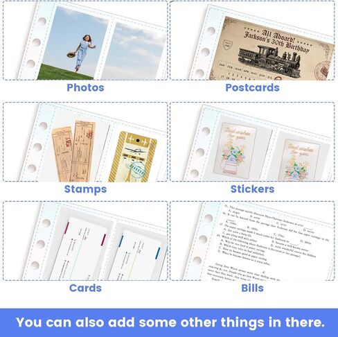 A5 Binder Pockets, 30 Pcs 6 Holes A5 Binder Card Sleeves Waterproof PVC Binders Inserts Zipper Folders for 6-Ring Notebook Loose Leaf Bags Game Cards Photocard in Saudi Arabia
