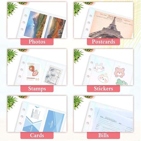 A5 Binder Pockets, 30 Pcs 6 Holes A5 Binder Card Sleeves Waterproof PVC Binders Inserts Zipper Folders for 6-Ring Notebook Loose Leaf Bags Game Cards Photocard in Saudi Arabia