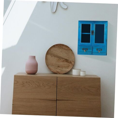 MERRYHAPY Home Office Storage Cabinet Wooden Small Shelf Vintage Decor Low Storage Cabinet Multi-Purpose Bins in Saudi Arabia