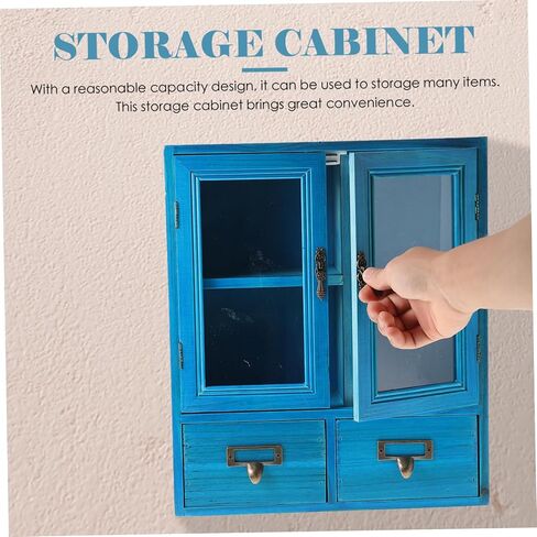 MERRYHAPY Home Office Storage Cabinet Wooden Small Shelf Vintage Decor Low Storage Cabinet Multi-Purpose Bins in Saudi Arabia