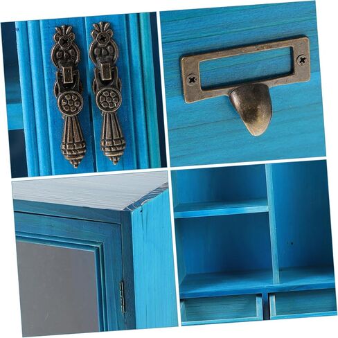 MERRYHAPY Home Office Storage Cabinet Wooden Small Shelf Vintage Decor Low Storage Cabinet Multi-Purpose Bins in Saudi Arabia