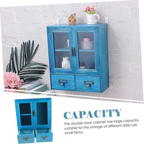 MERRYHAPY Home Office Storage Cabinet Wooden Small Shelf Vintage Decor Low Storage Cabinet Multi-Purpose Bins in Saudi Arabia