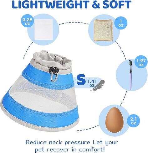 AIR AIR MESH CAT CONE CONE LOOT للتوقف عن لعق ، قابلة للتعديل ، مخروطات هريرة قابلة للطي خفيفة الوزن بعد انتعاش الجراحة للقطط والقطط (الأرجواني الخفيف ، S) in Saudi Arabia