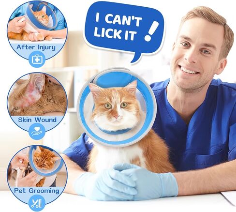 AIR AIR MESH CAT CONE CONE LOOT للتوقف عن لعق ، قابلة للتعديل ، مخروطات هريرة قابلة للطي خفيفة الوزن بعد انتعاش الجراحة للقطط والقطط (الأرجواني الخفيف ، S) in Saudi Arabia