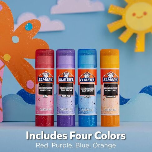 Elmer's Color 'N Glitz Glue Sticks, 0.21gm, Pack of 4 Glue Sticks in Saudi Arabia