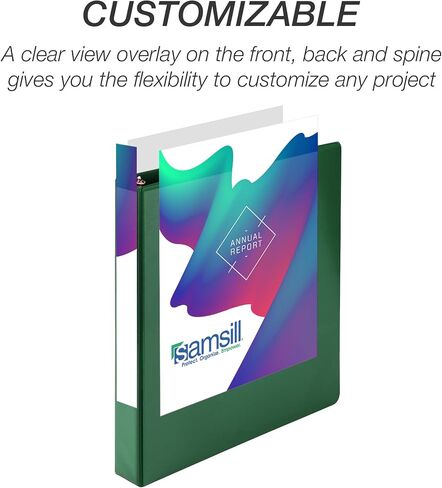Samsill 1 Inch 3 Ring Binder, Made in USA, Economy Round Ring, Clear View Cover, 200 Sheet Capacity - for School, Home, Office - Green in Saudi Arabia