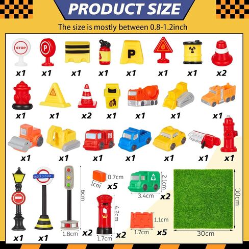 41 PCS Mini Construction أشكال Playset Toys Toppers Toppers Decoration Construction Party Party Forms Supplies Favors in Saudi Arabia