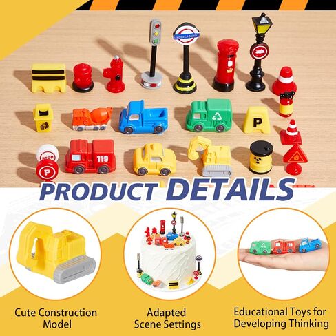 41 PCS Mini Construction أشكال Playset Toys Toppers Toppers Decoration Construction Party Party Forms Supplies Favors in Saudi Arabia