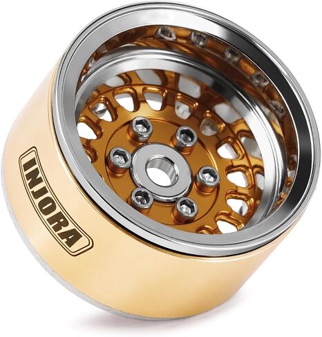 INJORA ModuWheel 1.0" Aluminum Beadlock Wheels Negative Offset -4.4mm for TRX4M SCX24 1/18 1/24 RC Crawlers(Black) in Saudi Arabia