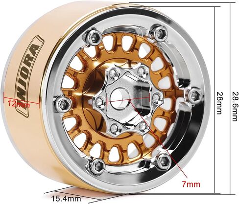 INJORA ModuWheel 1.0" Aluminum Beadlock Wheels Negative Offset -4.4mm for TRX4M SCX24 1/18 1/24 RC Crawlers(Black) in Saudi Arabia