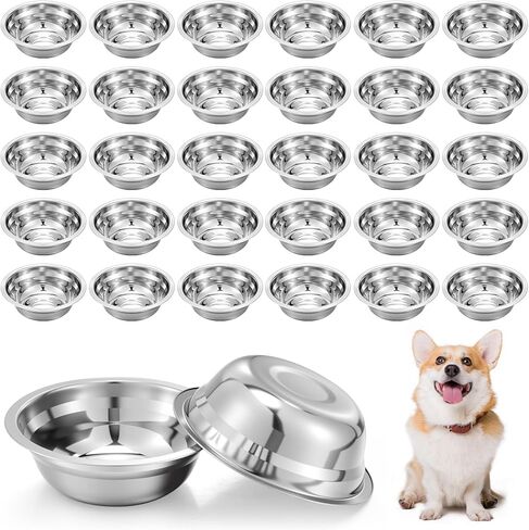 30 pcs الفولاذ المقاوم للصدأ معدن أوعية الكلب الكلب الصغير الكلب الكلب الغذاء الماء استبدال وعاء خفيف الوزن للكلاب الصغيرة المتوسطة الكبيرة ، غسالة الصحون آمنة (5.5 بوصة) in Saudi Arabia