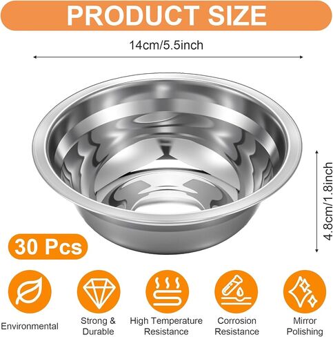 30 pcs الفولاذ المقاوم للصدأ معدن أوعية الكلب الكلب الصغير الكلب الكلب الغذاء الماء استبدال وعاء خفيف الوزن للكلاب الصغيرة المتوسطة الكبيرة ، غسالة الصحون آمنة (5.5 بوصة) in Saudi Arabia
