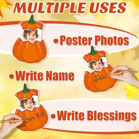 50 Sets Fall Pumpkin Cutouts Thanksgiving Bulletin Board Decor Autumn Pumpkin Paper Cut-Outs DIY Pumpkin Photo Craft for Classroom Home Party in Saudi Arabia