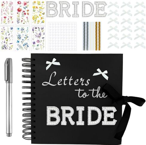 8 "× 8" رسائل إلى The Bride Scrapbook Book Book ، 80 Plank Pages Hardcover Photo Scrapbook كتاب حفلات الزفاف لعروض الزفاف DIY ، عائلة ، ذكرى مع مجموعة ملحقات DIY (ورقة أسود كرافت) in Saudi Arabia