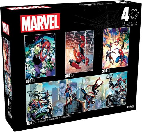ألعاب Buffalo - Marvel - 4 × 1 Multipack - Spider -Man - ألغاز بانوراما متعددة القطع للبالغين - اللغز الصعب المثالي لليالي اللعبة - يختلف الحجم النهائي in Saudi Arabia