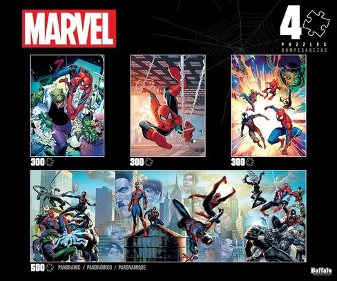 ألعاب Buffalo - Marvel - 4 × 1 Multipack - Spider -Man - ألغاز بانوراما متعددة القطع للبالغين - اللغز الصعب المثالي لليالي اللعبة - يختلف الحجم النهائي in Saudi Arabia